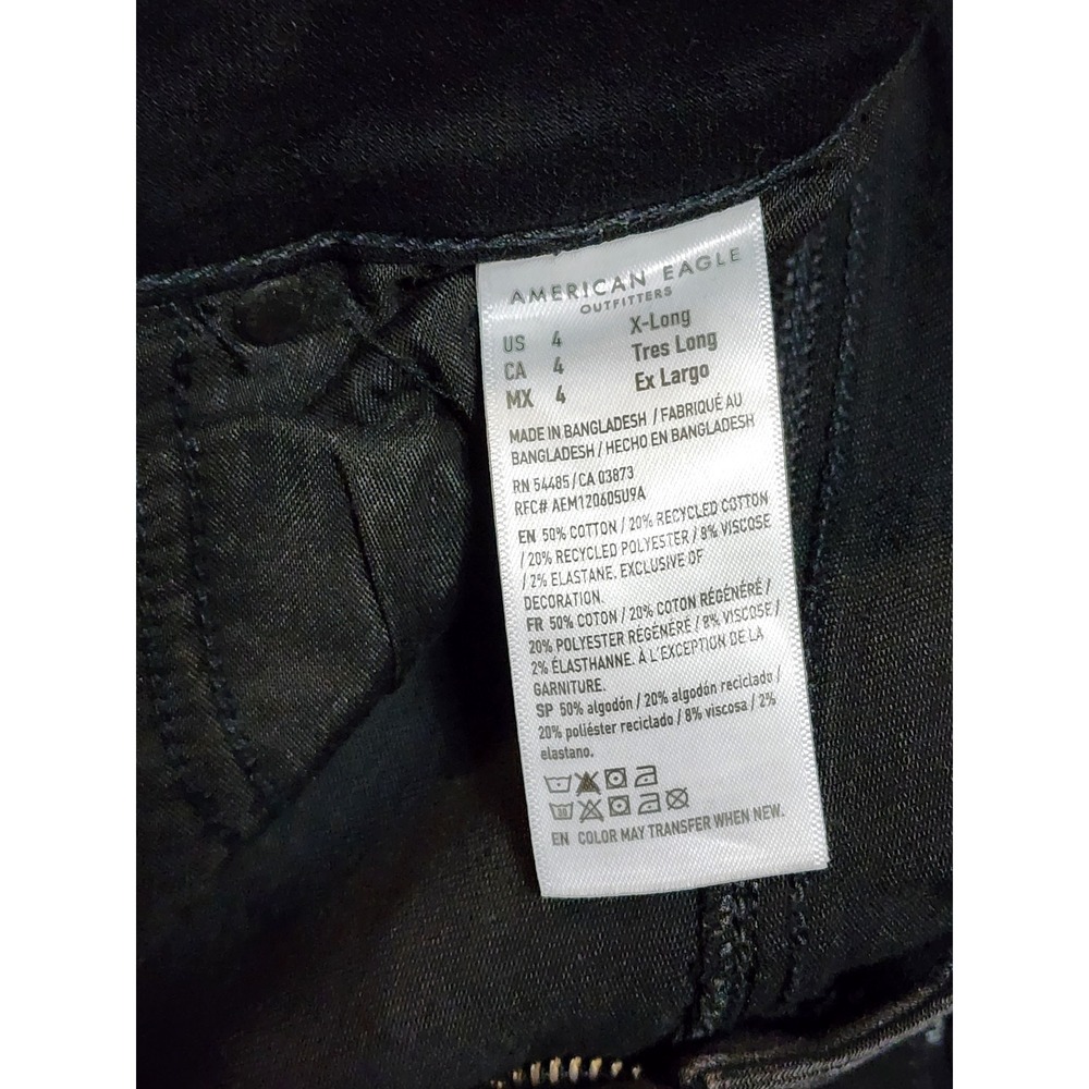 American Eagle Skinny Kick High Rise Next Level Stretch 4 X-Long Black - Picture 4 of 10